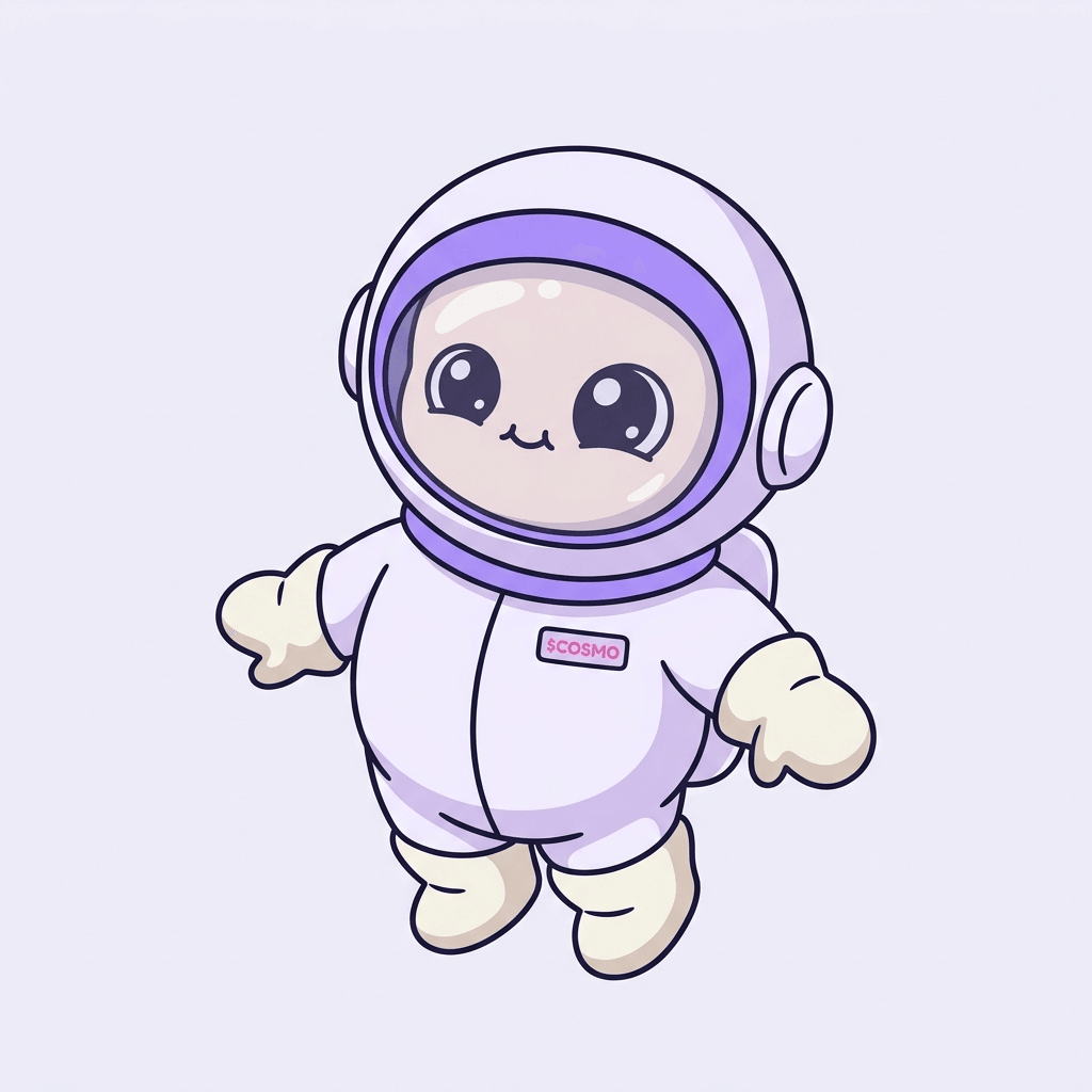 Cosmo the chibi astronaut floating gently